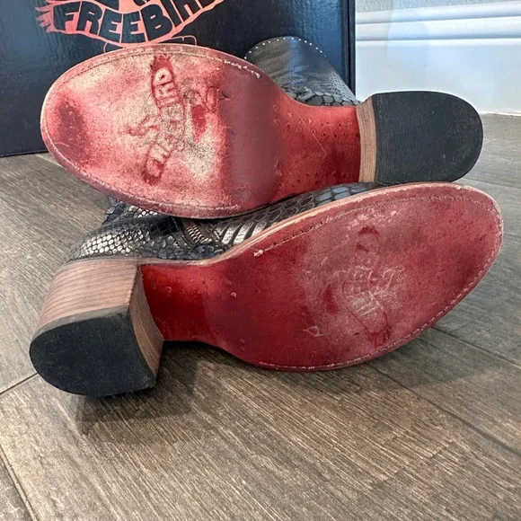 Freebird Carson Black Snake Textured Heeled Boots - Picture 5 of 11